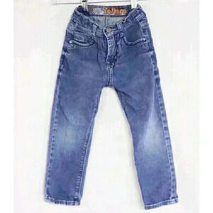 Kid's Yoshiro size 6 denim jeans embroidered pockets adjust. waist